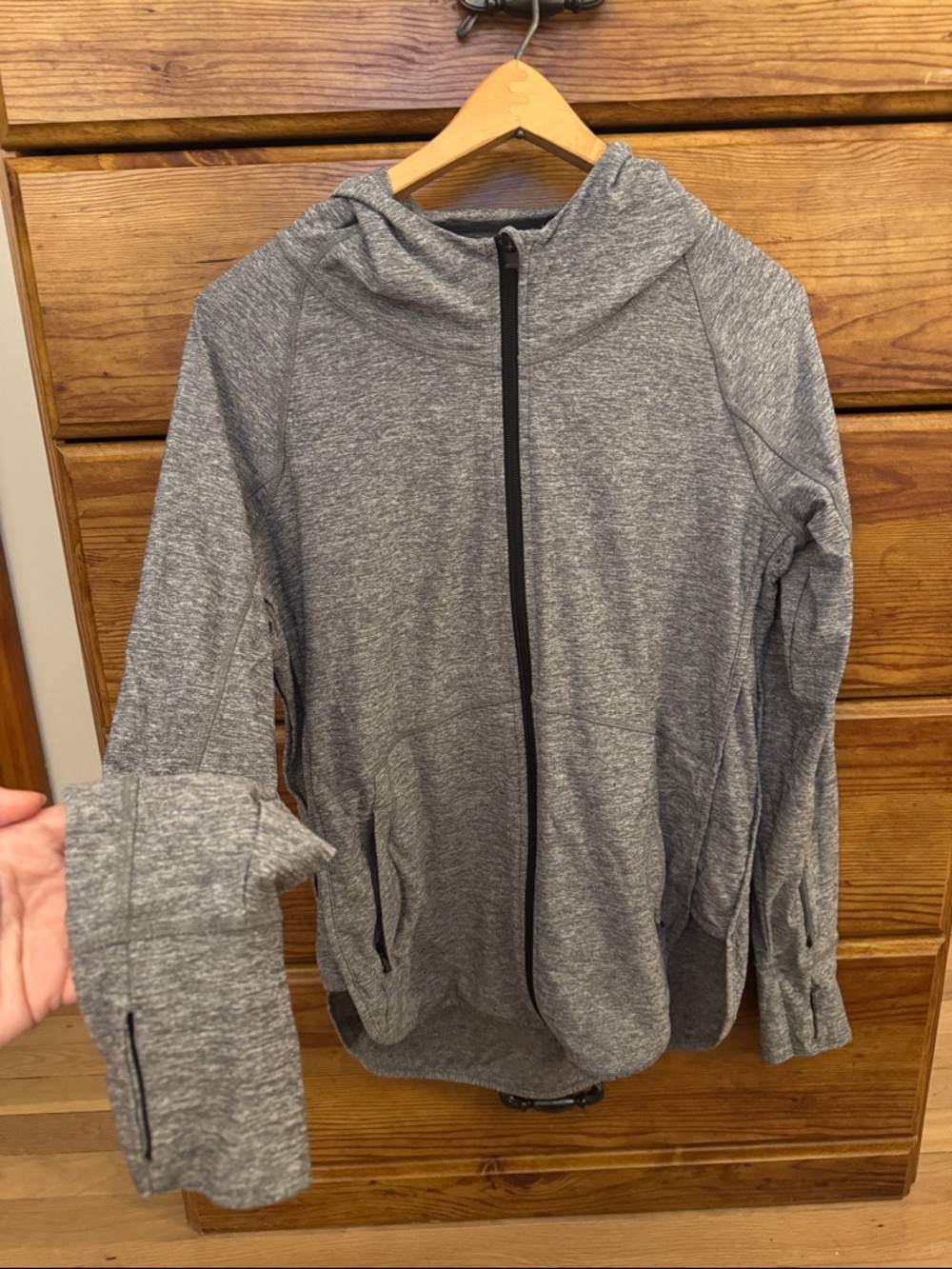 Athleta Gray Full-Zip Hooded Jacket